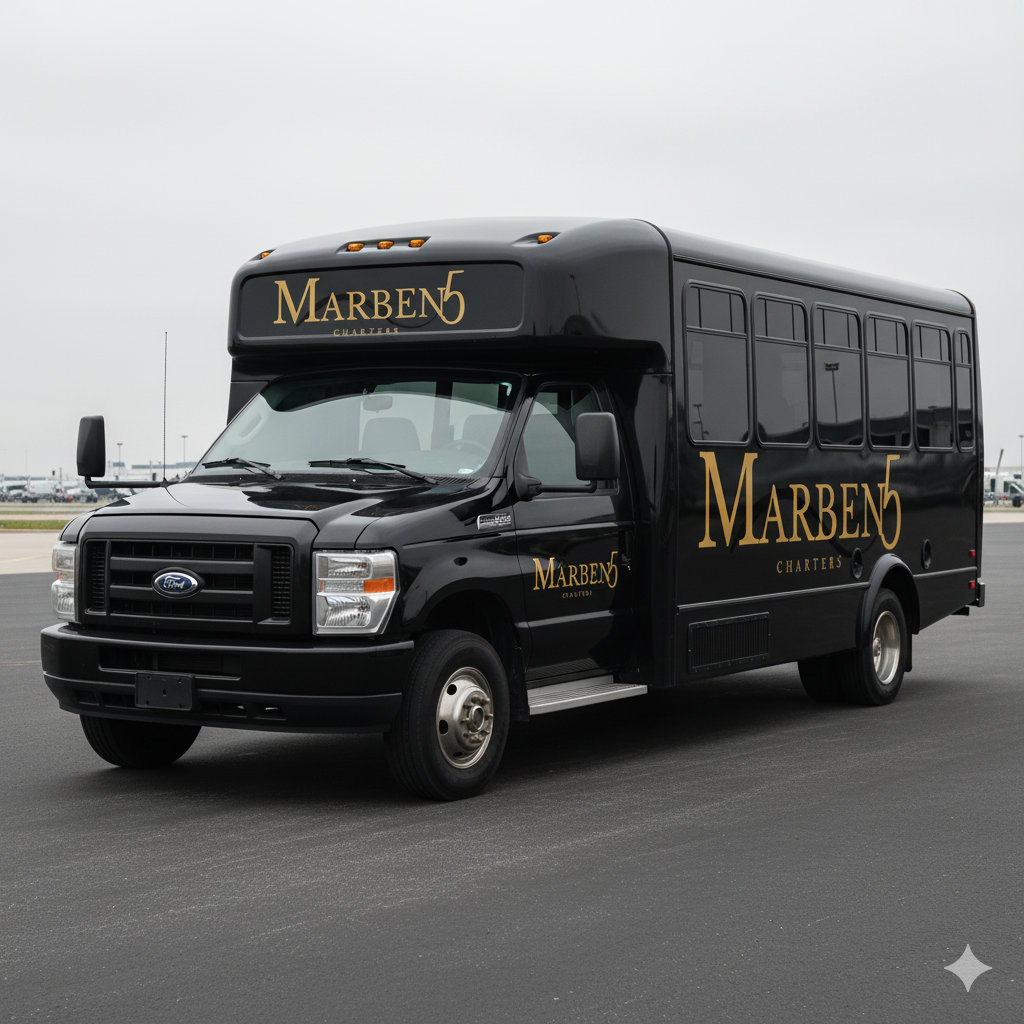 Marben5 Charter Bus with Logo Wrap